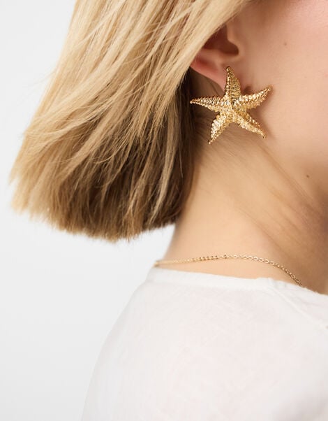 Statement Starfish Stud Earrings, , large