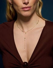 14ct Gold-Plated Aventurine Lariat Necklace, , large