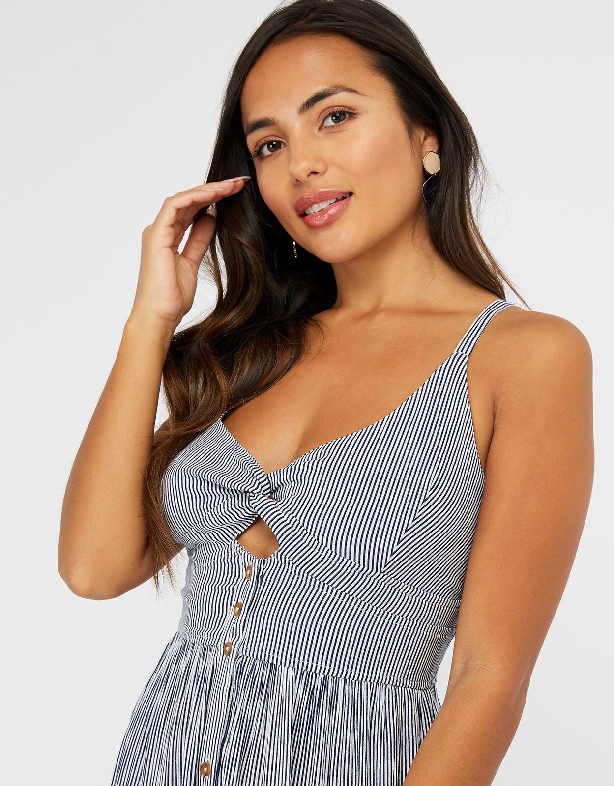 Striped cotton cheap midi dress