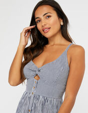 Striped Cotton Midi Dress, Blue (NAVY), large