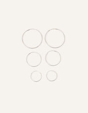 Sterling Silver Hoop Earrings Set of Three, , large