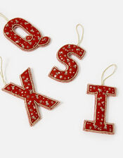 Embellished Initial Hanging Decoration, Red (RED), large