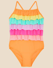 Girls Ruffle Swimsuit, Multi (BRIGHTS-MULTI), large