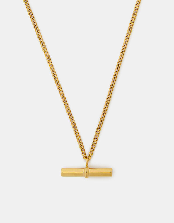 Stainless Steel T-Bar Pendant Necklace, , large