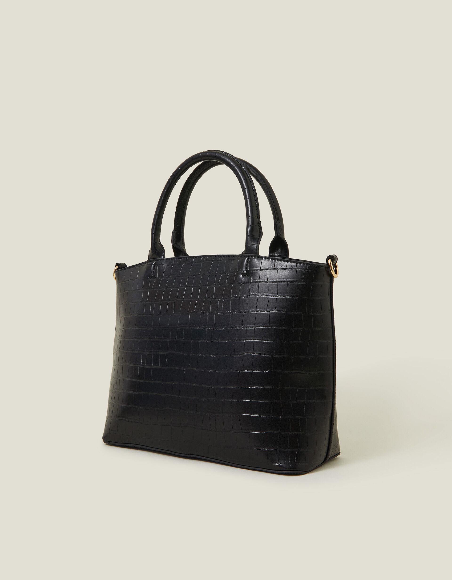 Mock croc tote bag top