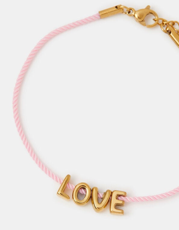 Stainless Steel Love Charm Cord Bracelet, , large