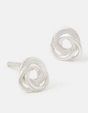 Sterling Silver Flat Knot Stud Earrings, , large