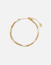 Gold-Plated Figaro Chain Bracelet, , large
