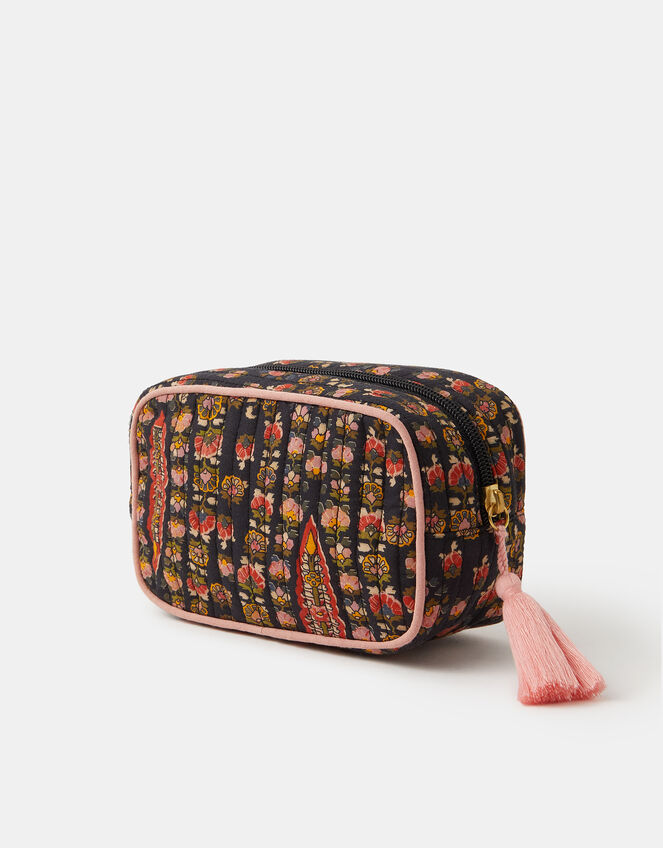 Floral Print Quilted Make Up Bag, , large