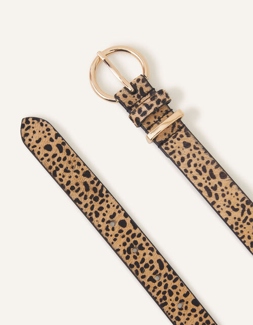 Leopard Print Leather Jeans Belt, Leopard (LEOPARD), large