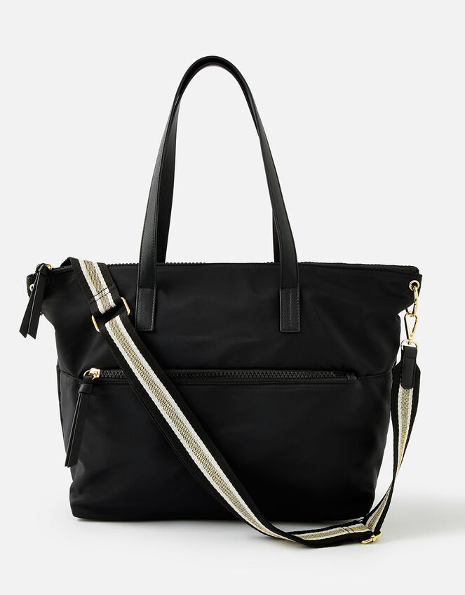 Nadine Nylon Tote Bag, Black (BLACK), large