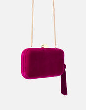 Velvet Hardcase Clutch Bag, Pink (FUCHSIA), large