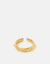 Stainless Steel Star Diamant&eacute; Adjustable Ring, Gold (GOLD), large