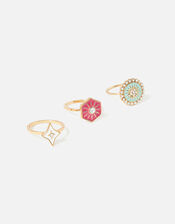 Romantic Ramble Enamel Ring Set, Multi (BRIGHTS-MULTI), large
