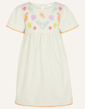 Girls Shell Embroidered Dress, Multi (PASTEL-MULTI), large