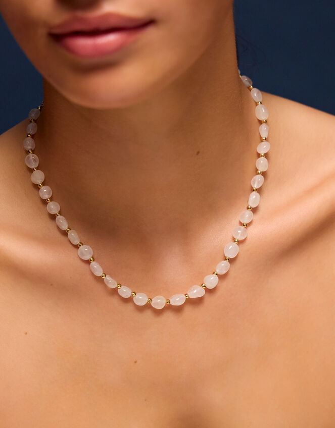 14ct Gold-Plated Cloudy Quartz Necklace, , large