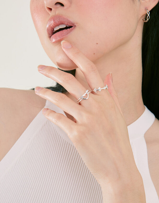 Heart Vine Rings Set of Three, Silver (SILVER), large