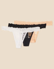 Lace Thong Set of Three, Multi (ASSORTED), large