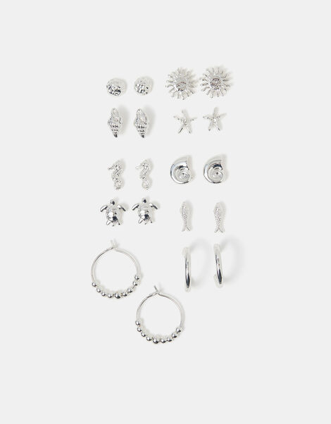 10-Pack Sun Shell Stud & Hoop Earrings, , large
