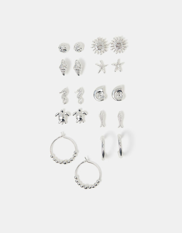 10-Pack Sun Shell Stud & Hoop Earrings, , large