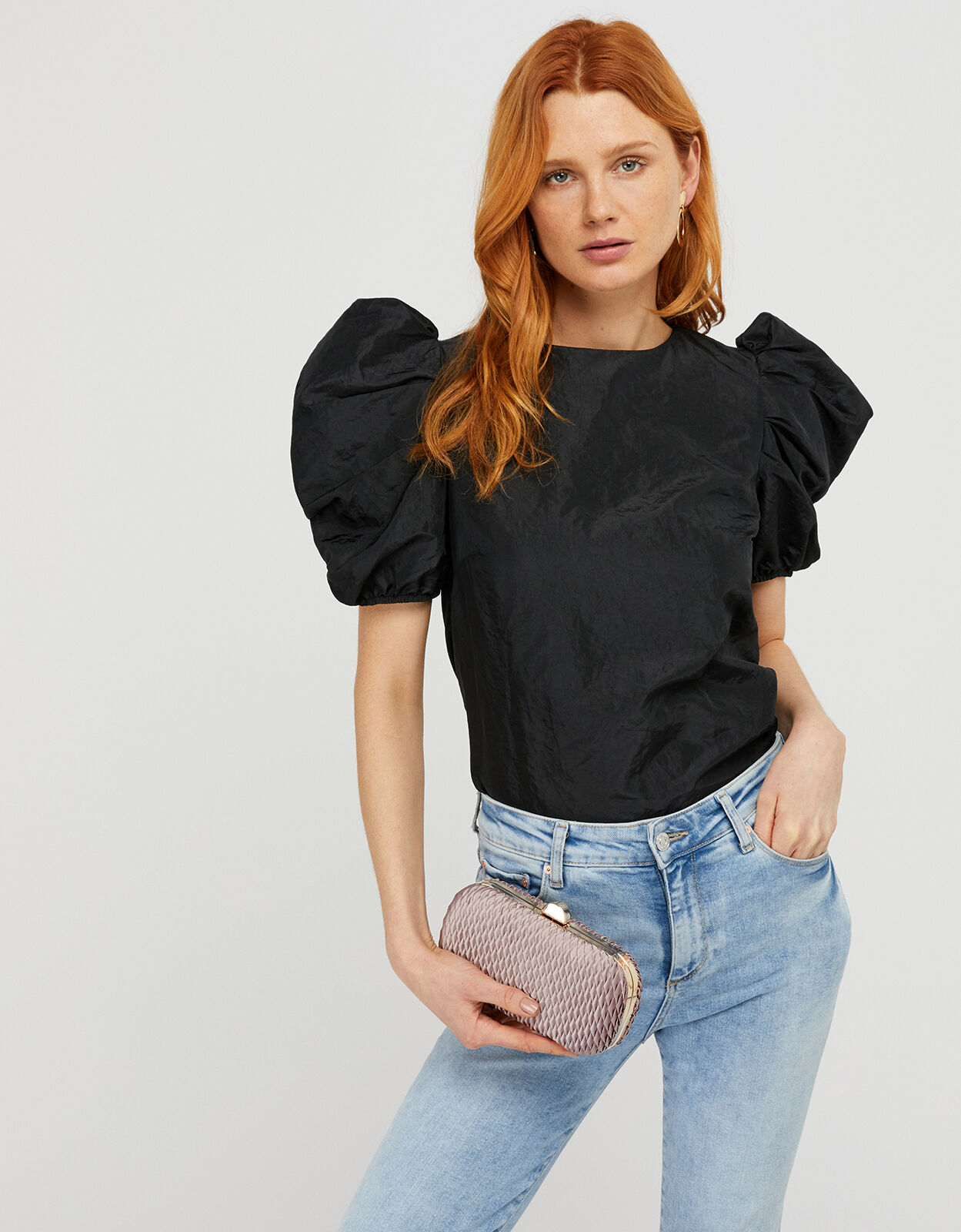 Bella Pleated Hardcase Clutch Bag Mink Clutch bags Accessorize ROI