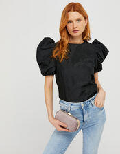 Bella Pleated Hardcase Clutch Bag, Mink (MINK), large