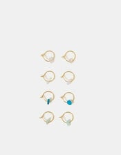 4-Pack 14ct Gold-Plated Semi-Precious Hoop Earrings, , large