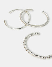 3-Pack Twisted Bangles, Silver (SILVER), large