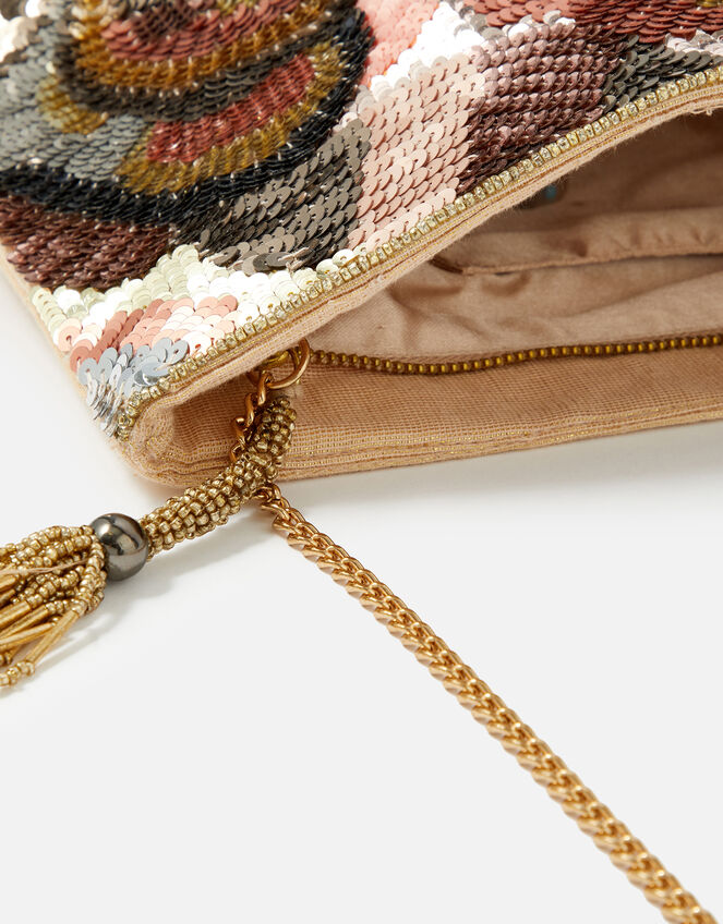 Seraphina Floral Sequin Clutch Bag, , large