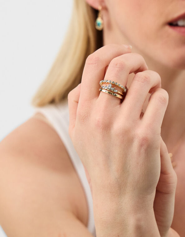 3-Pack Diamant&eacute; Stacking Rings, Gold (GOLD), large