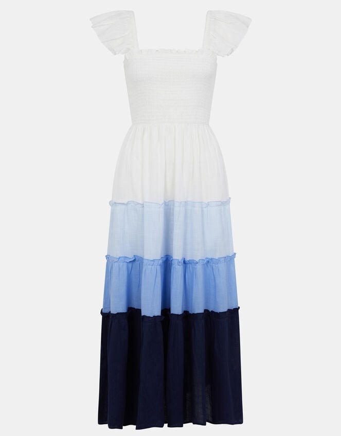 Colour Block Frill Maxi Dress, Blue (BLUE), large