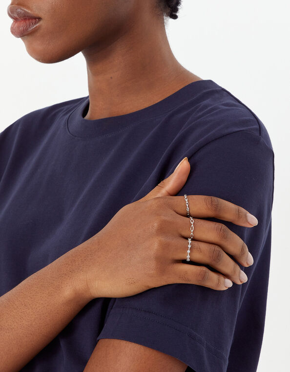 Platinum-Plated Stacking Rings Set of Three, Silver (SILVER), large