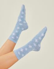 Snowflake Glitter Socks, Blue (BLUE), large