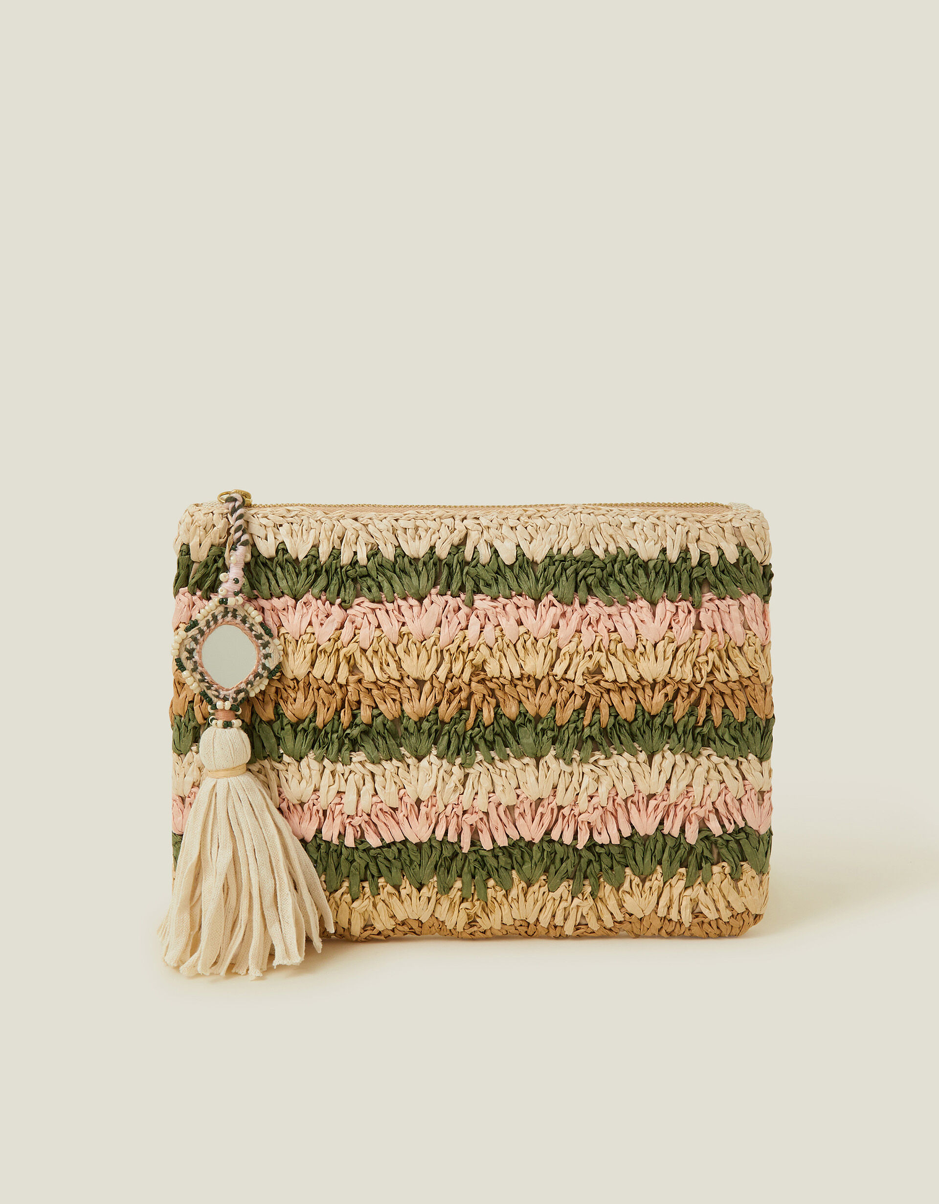 Straw clutch bag accessorize top
