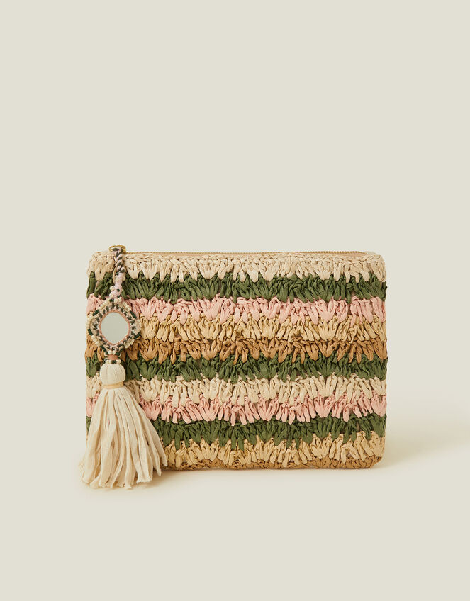 Raffia Clutch Bag, , large