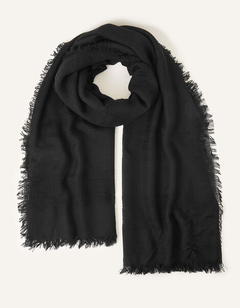 Waffle Stripe Textured Scarf, , large
