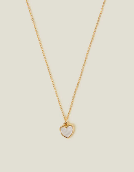 Pearly Heart Pendant Necklace, , large