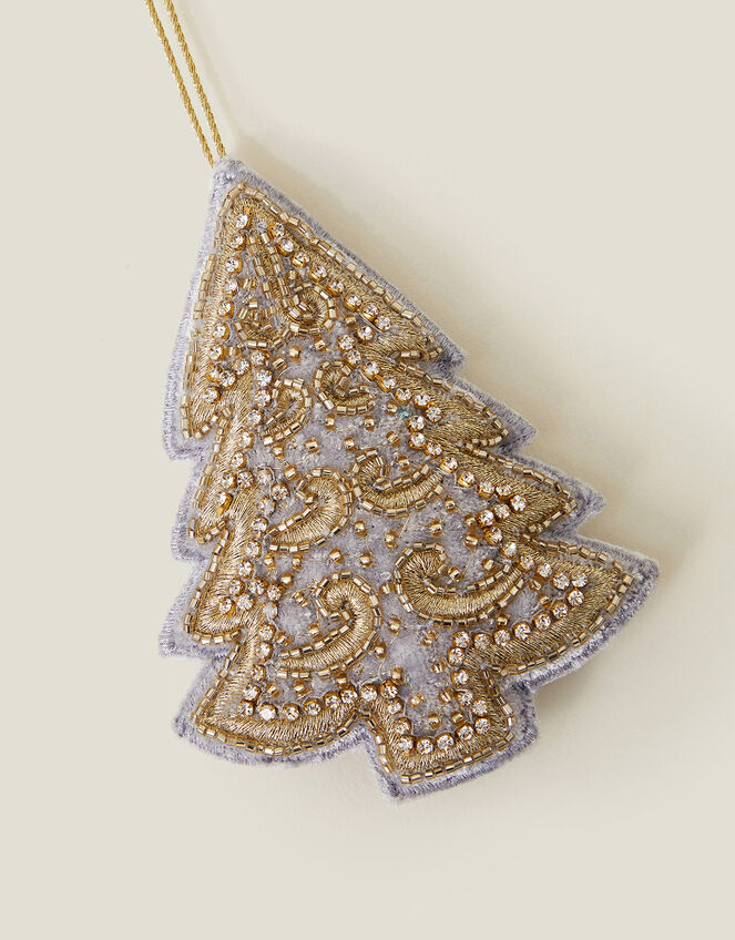 Embroidered Conifer Christmas Tree Decoration, , large