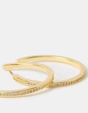 14ct Gold-Plated Pav&eacute; Hoop Earrings, , large
