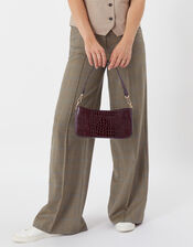 Faux Croc Baguette Bag, Red (BURGUNDY), large