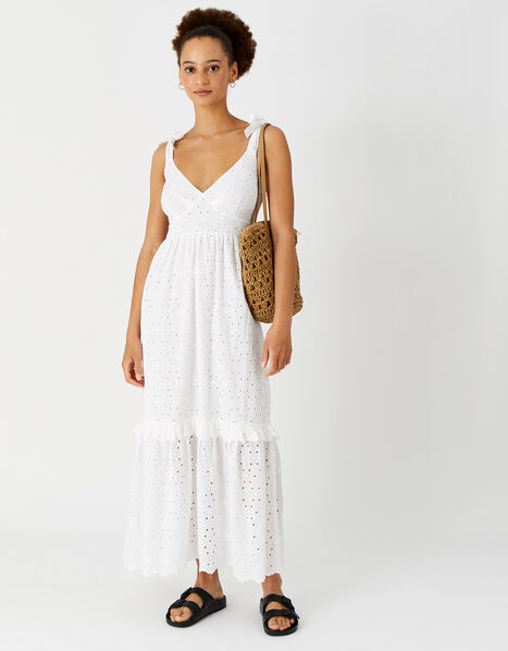 Pretty Broderie Maxi Dress Ivory, Ivory (IVORY), large