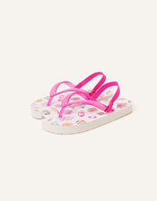Girls Shell Print Flip Flops, Multi (PASTEL-MULTI), large