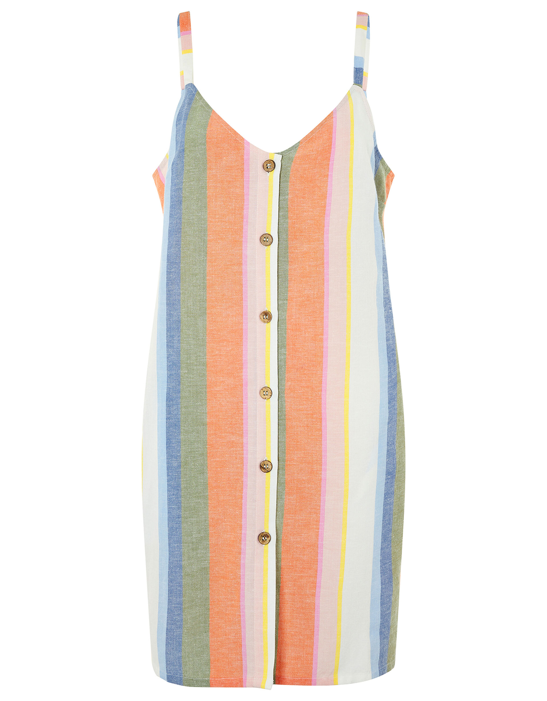 Stripe Print Mini Dress in Pure Cotton, Multi (PASTEL-MULTI), large