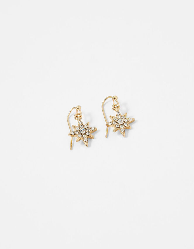 Pave Star Droplet Earrings, , large