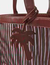 Mesh Stripe Shopper Bag, Brown (CHOCOLATE), large