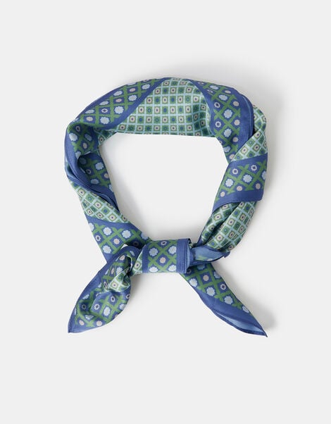 Geometric Floral Square Satin Scarf, , large
