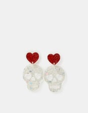 Halloween Glitter Skull Drop Earrings, , large