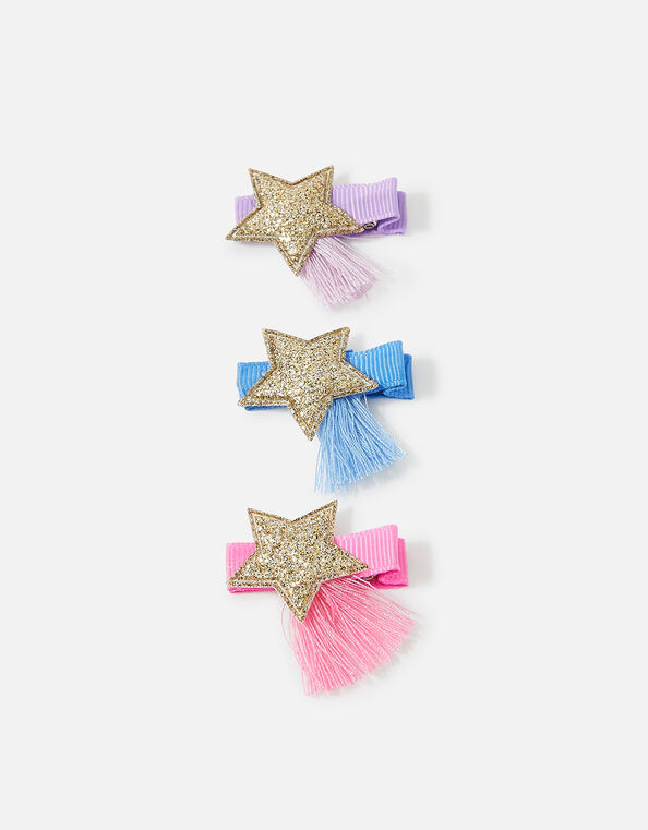 Girls Star Hair Clips Set of Three, , large