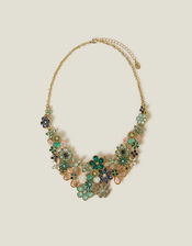 Gem Flower Statement Necklace, , large