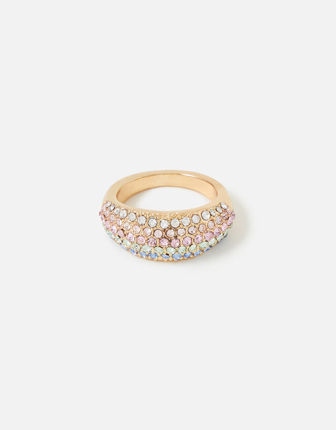 Pastel Pop Pave Rainbow Dome Ring, Multi (PASTEL-MULTI), large